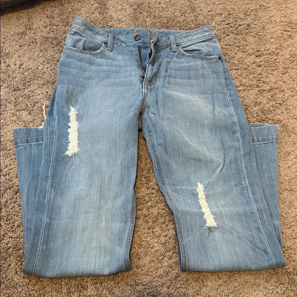 Kimes Ranch Women's Distressed Blue Flare Jeans - Picture 4 of 4